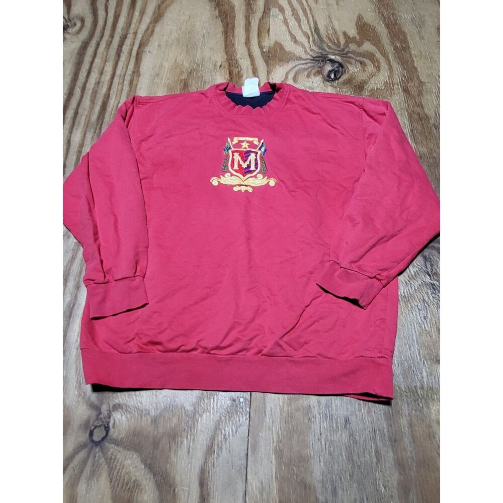 Mondi Vintage Red Crewneck Pullover Cotton Women Sz 38 80's VTG @H4
